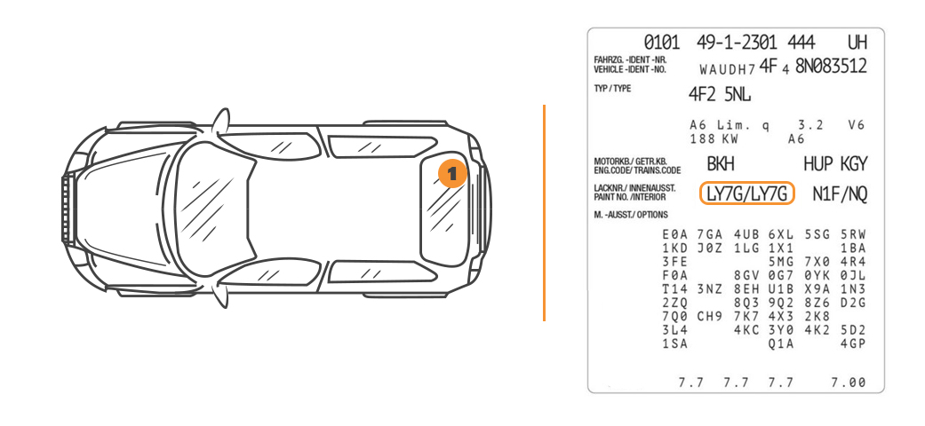 Emplacement code couleur Audi