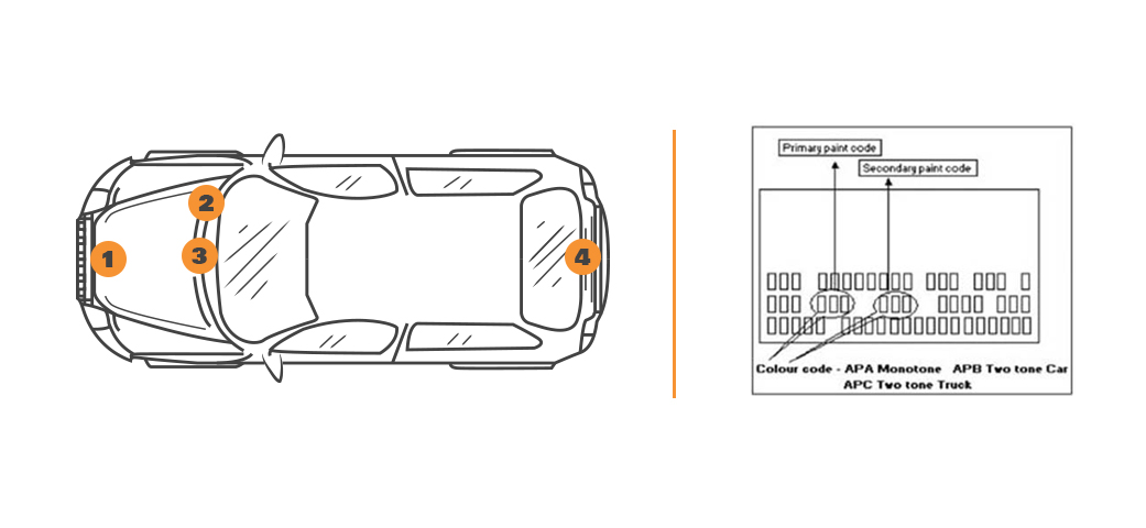 Emplacement code couleur Dodge