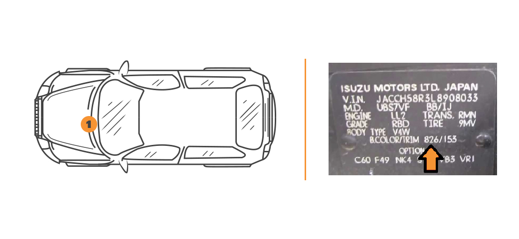 Emplacement code couleur Isuzu