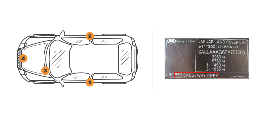 Emplacement code couleur Land Rover