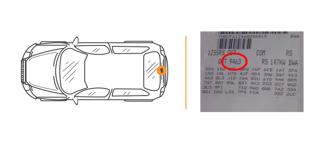 Emplacement code couleur Skoda