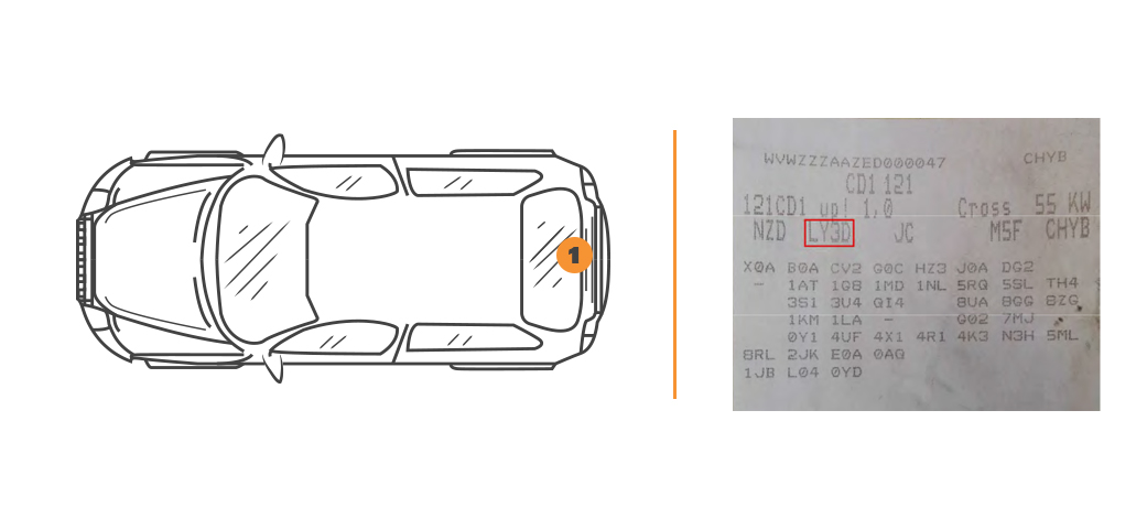 Emplacement code couleur Volkswagen